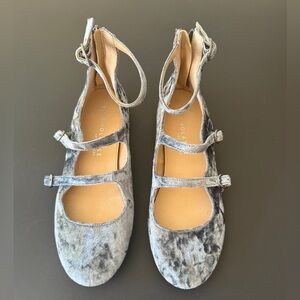Very Volatile Velvet Ankle-Strap ballet flats in Gray